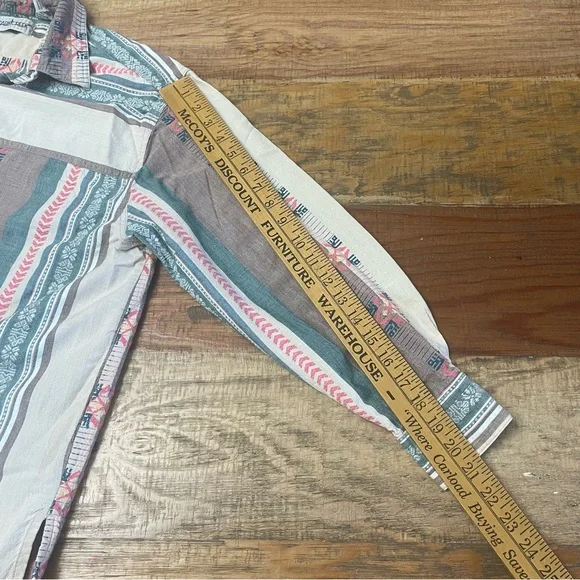 Vintage Cabin Creek women’s XL Cotton Aztec Button Down pink green top - Picture 6 of 7